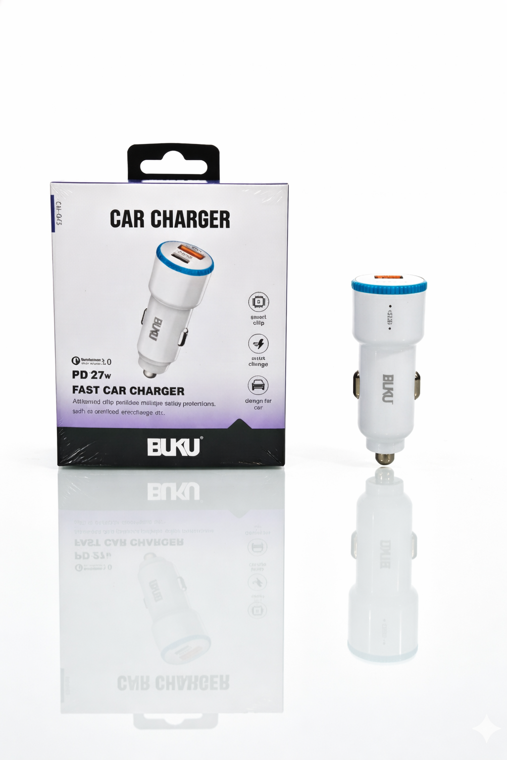 شارژر فندکی ۲۷ وات بوکو مدل CH-043 (دو پورت فست شارژ)