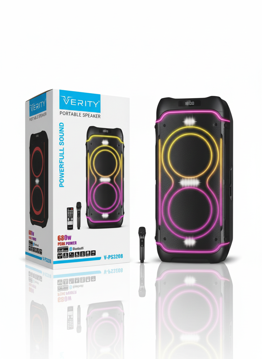 اسپیکر بلوتوثی وریتی مدل V-PS3208 با توان ۶۸۰ وات