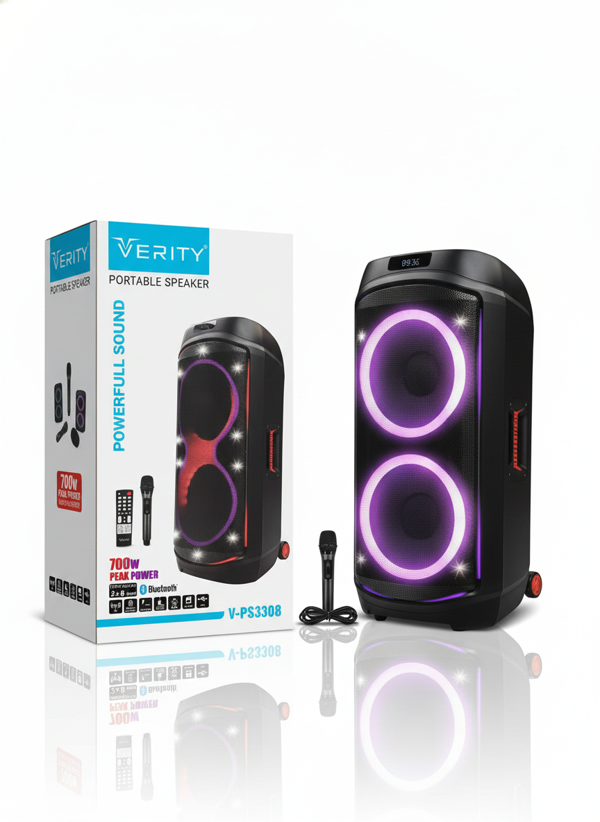 اسپیکر پارتی باکس وریتی مدل V-PS3308 با توان ۷۰۰ وات
