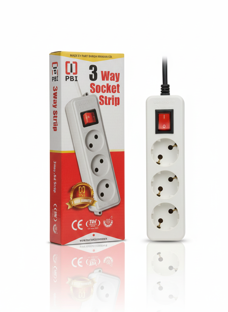 چندراهی برق ۳ خانه پی‌بی‌آی مدل Socket Strip