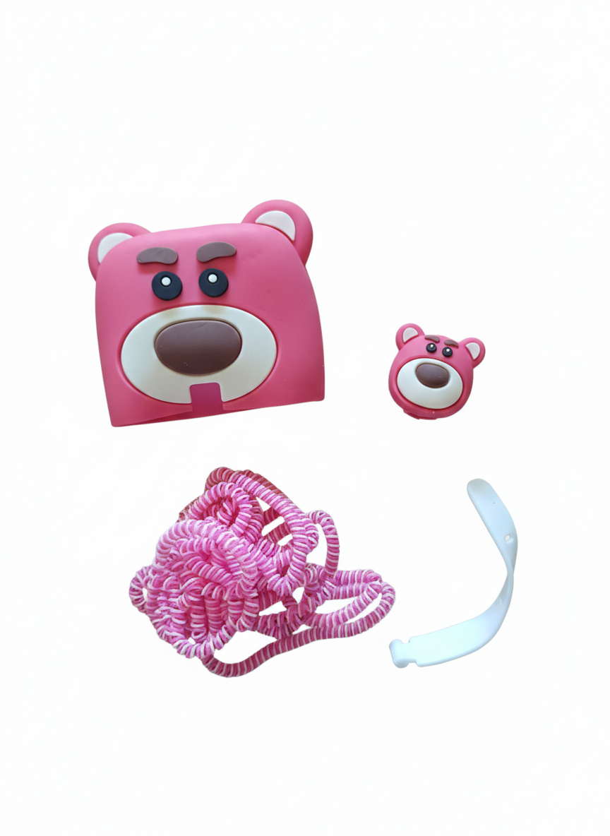 محافظ کابل و آداپتور سامسونگ 25 وات طرح خرس لوتسو (Lotso) صورتی