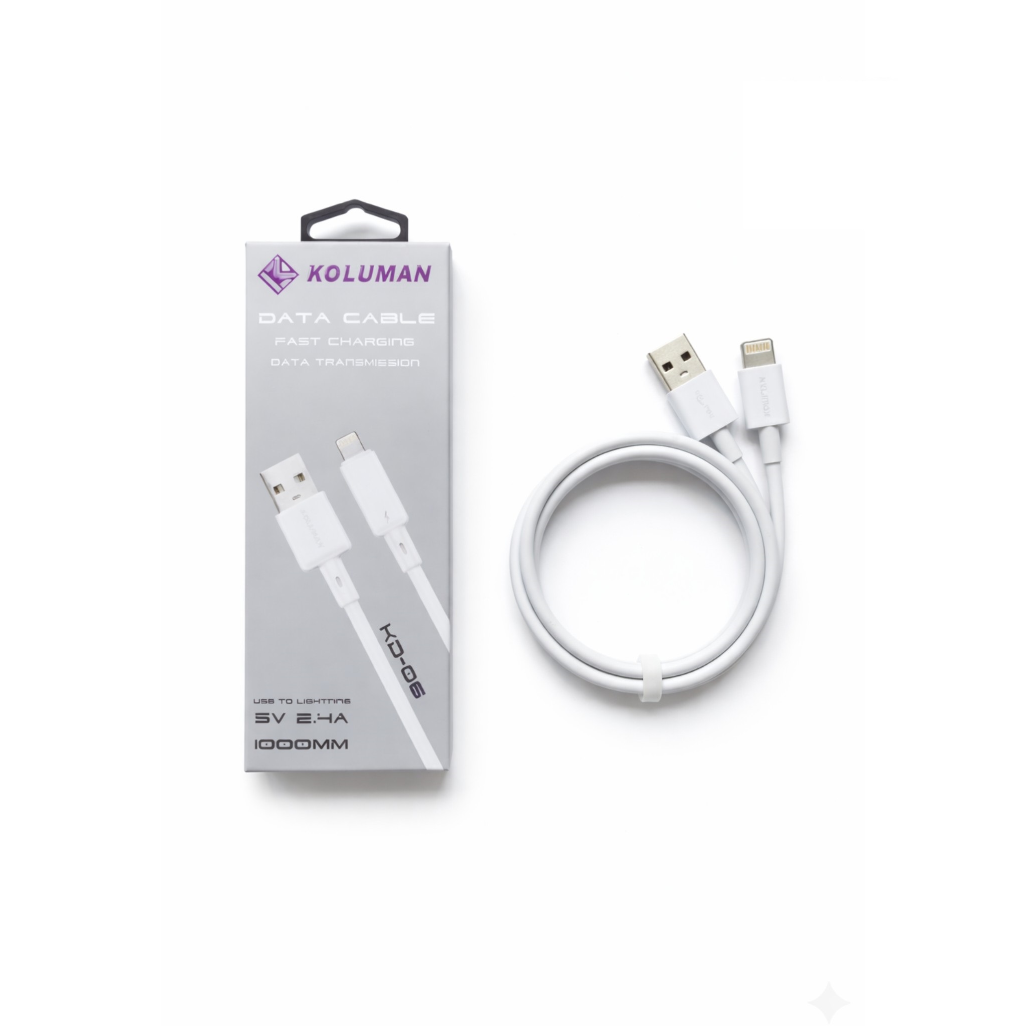 کابل USB به Lightning کولومن KOLUMAN KD-06 – شارژ سریع و انتقال داده