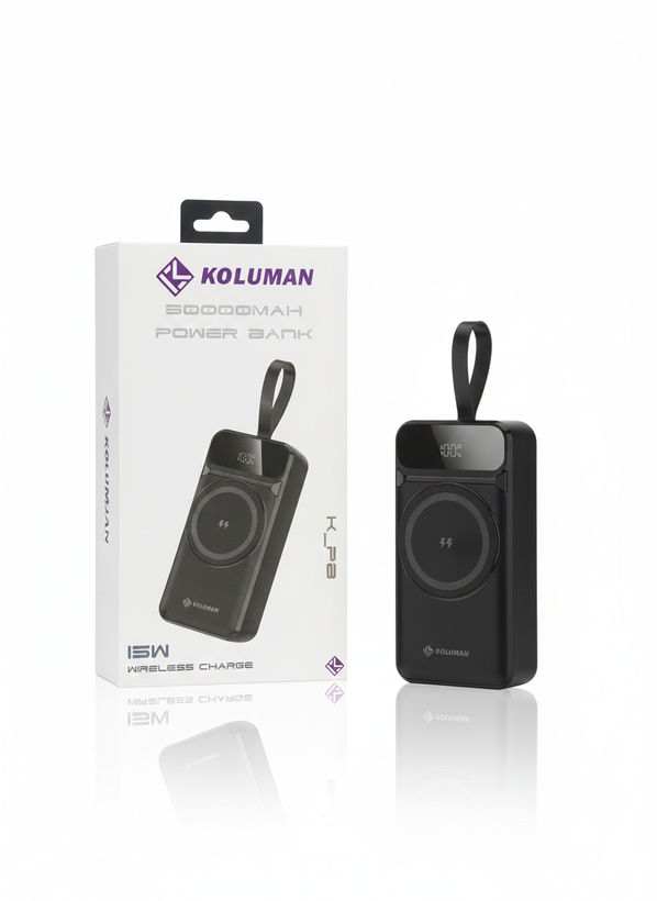 پاوربانک KOLUMAN K-P8 ظرفیت 30000 میلیآمپر با شارژ بیسیم 15 وات