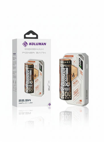پاوربانک KOLUMAN K-P2 ظرفیت 10000 میلیآمپر با شارژ سریع 22.5 وات