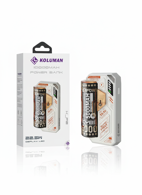 پاوربانک KOLUMAN K-P2 ظرفیت 10000 میلیآمپر با شارژ سریع 22.5 وات