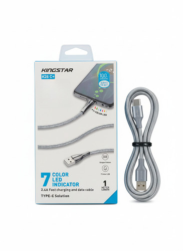 کابل شارژ تایپ C کینگاستار KINGSTAR K28 C+ طرح اژدها LED دار