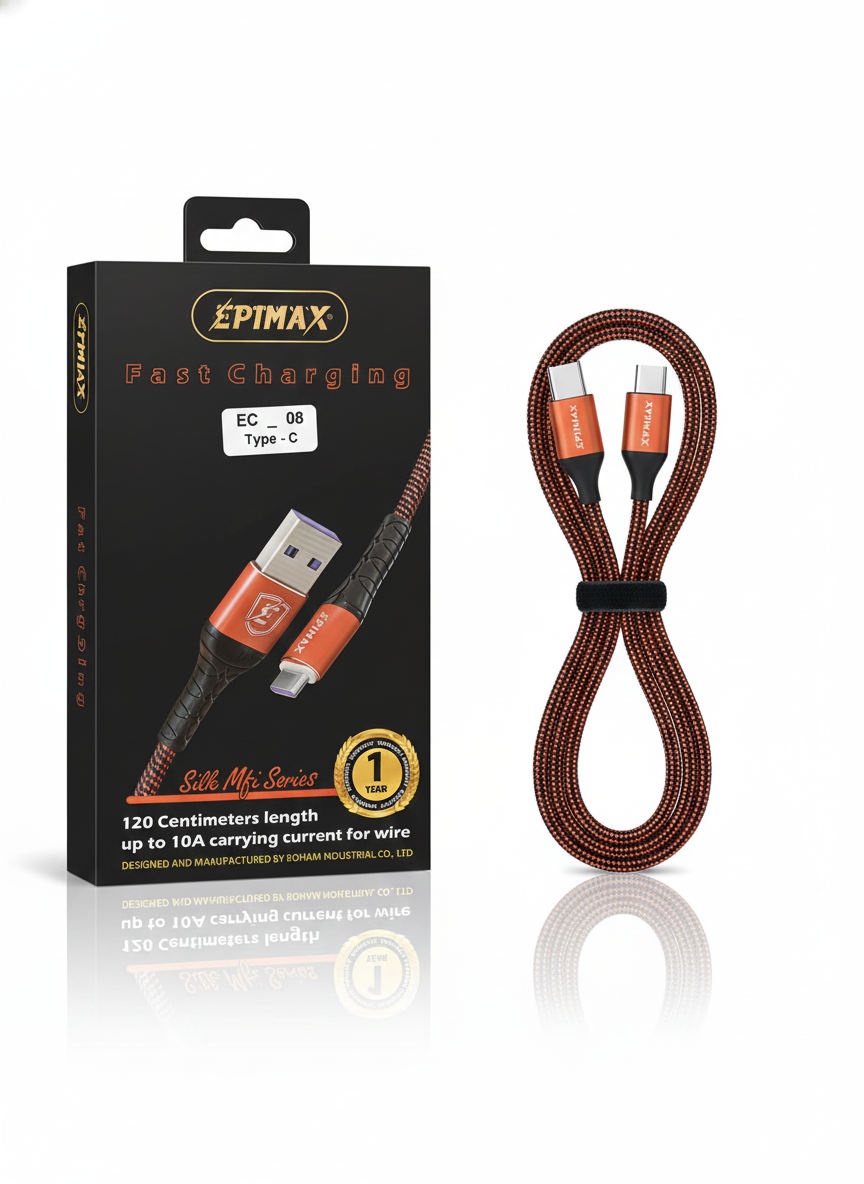 کابل Type-C EPIMAX EC 08 با شارژ سریع و جریان 10 آمپر