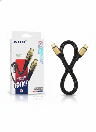 کابل دیتای تایپ C نیتو NITU NC322 با شارژ سریع 60 وات و روکش نایلونی