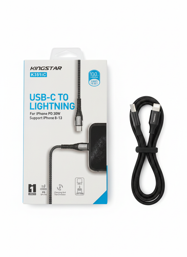 کابل شارژ USB-C به لایتنینگ کینگاستار KINGSTAR K351iC با PD 30W