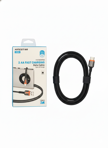 کابل شارژ Type-C کینگاستار KINGSTAR K306 با شارژ سریع 2.4 آمپر