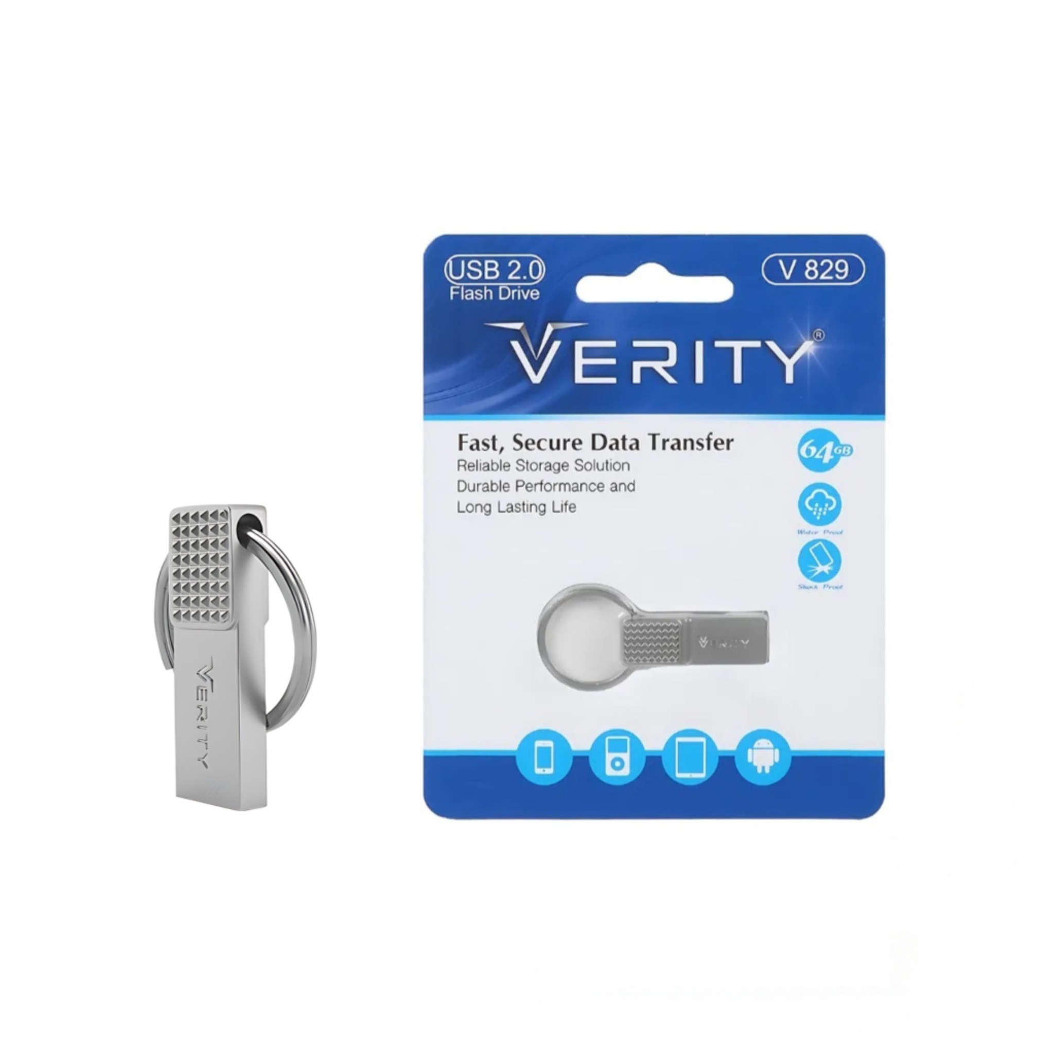 فلش مموری VERITY V829 – ظرفیت 64 گیگابایت، مقاوم و مطمئن