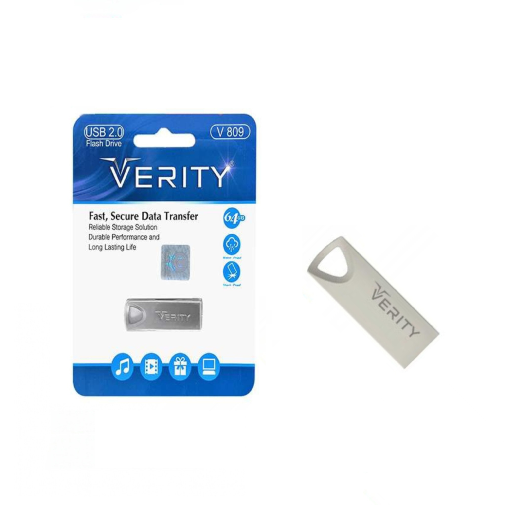 فلش مموری VERITY V809 – ظرفیت 64 گیگابایت، مقاوم و بادوام
