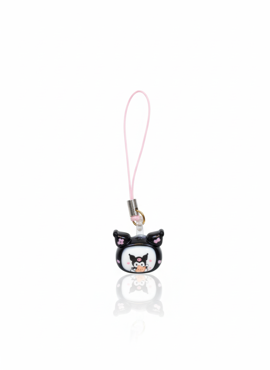 آویز موبایل فانتزی طرح شخصیت کرومی (Kuromi) ایستاده