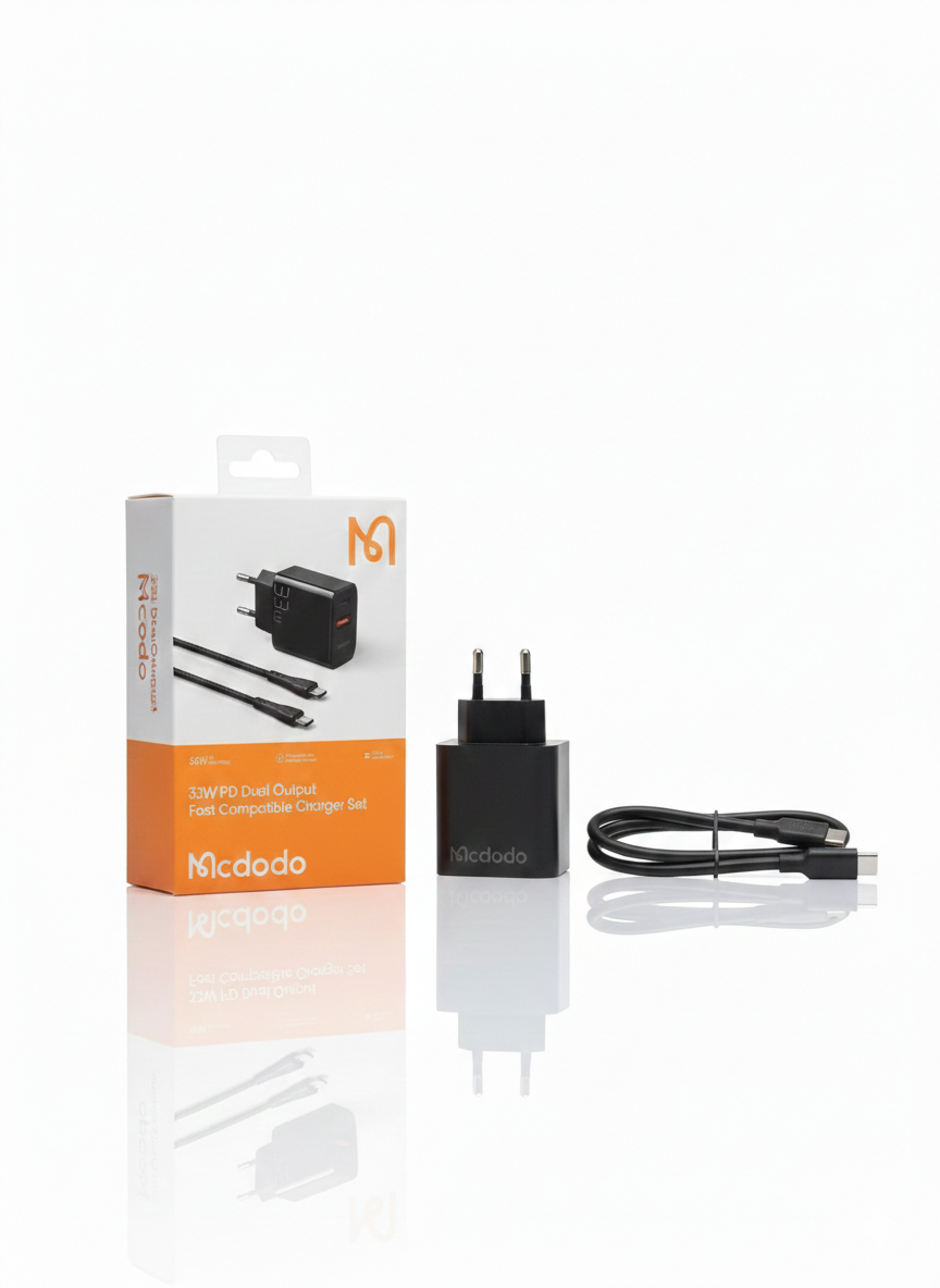 شارژر دیواری ۳۳ وات مک‌دودو مدل CH-0922 به همراه کابل تبدیل USB-C به USB-C