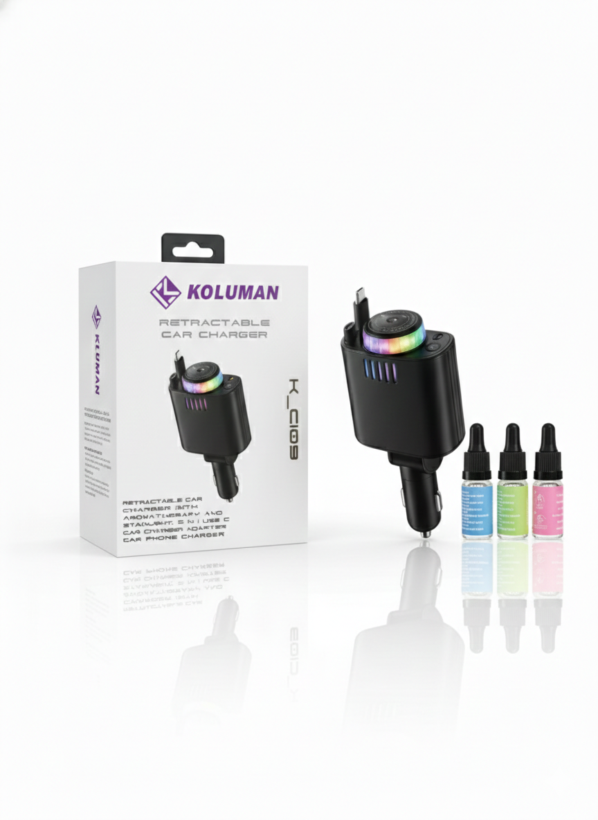 شارژر فندکی KOLUMAN K-C109 جمع‌شونده 5 در 1 با آروماتراپی