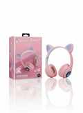 هدفون بی سیم طرح گربه مدل MZ-023 با گوشهای چراغدار (RGB)