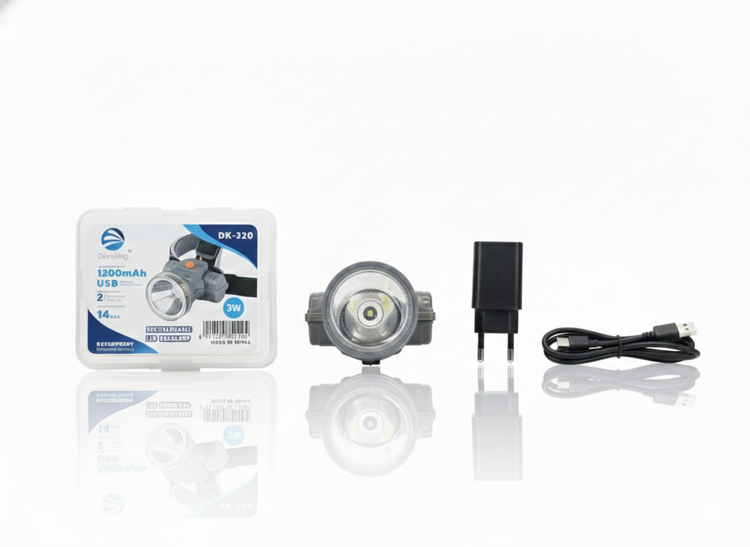 چراغ پیشانی شارژی دیپکینگ مدل DK-320 / DK-220 توان 3W ضد آب