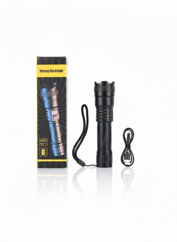چراغقوه پلیسی شارژی مدل Strong Flashlight با نمایشگر شارژ و پورت Type-C