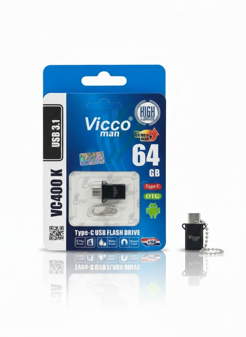 فلش مموری دوکاره ویکومن مدل VC400 K ظرفیت ۶۴ گیگابایت (Type-C & USB 3.1)