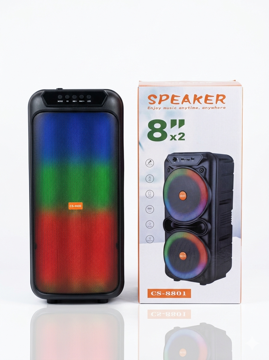 اسپیکر بلوتوثی قابل حمل مدل CS-8801 (دو ساب ۸ اینچ)