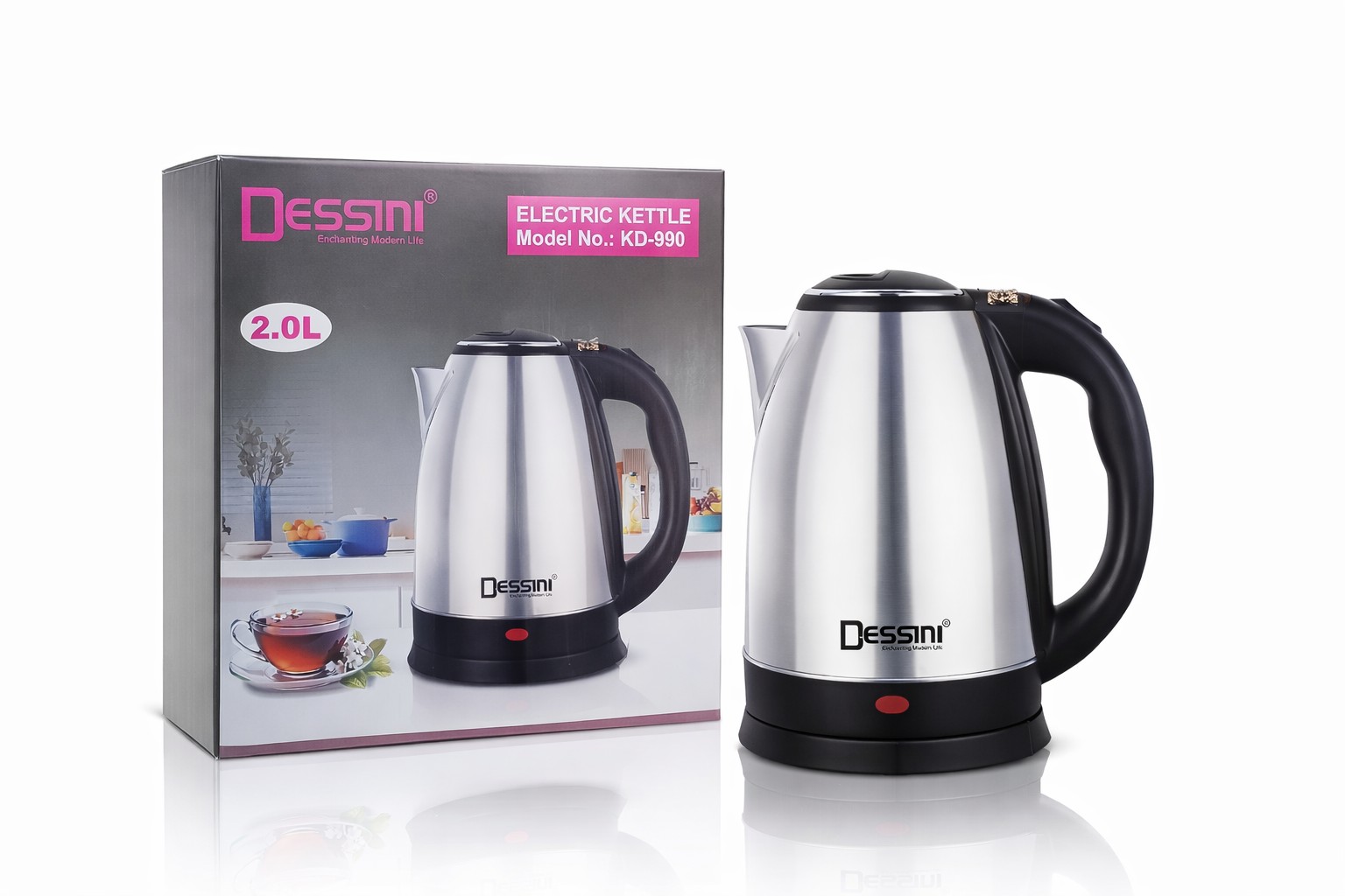 کتری برقی استیل دسینی (Dessini) مدل KD-990 ظرفیت ۲ لیتر