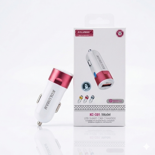 شارژر فندکی کولومن مدل KC-C01 به همراه سیم میکرو