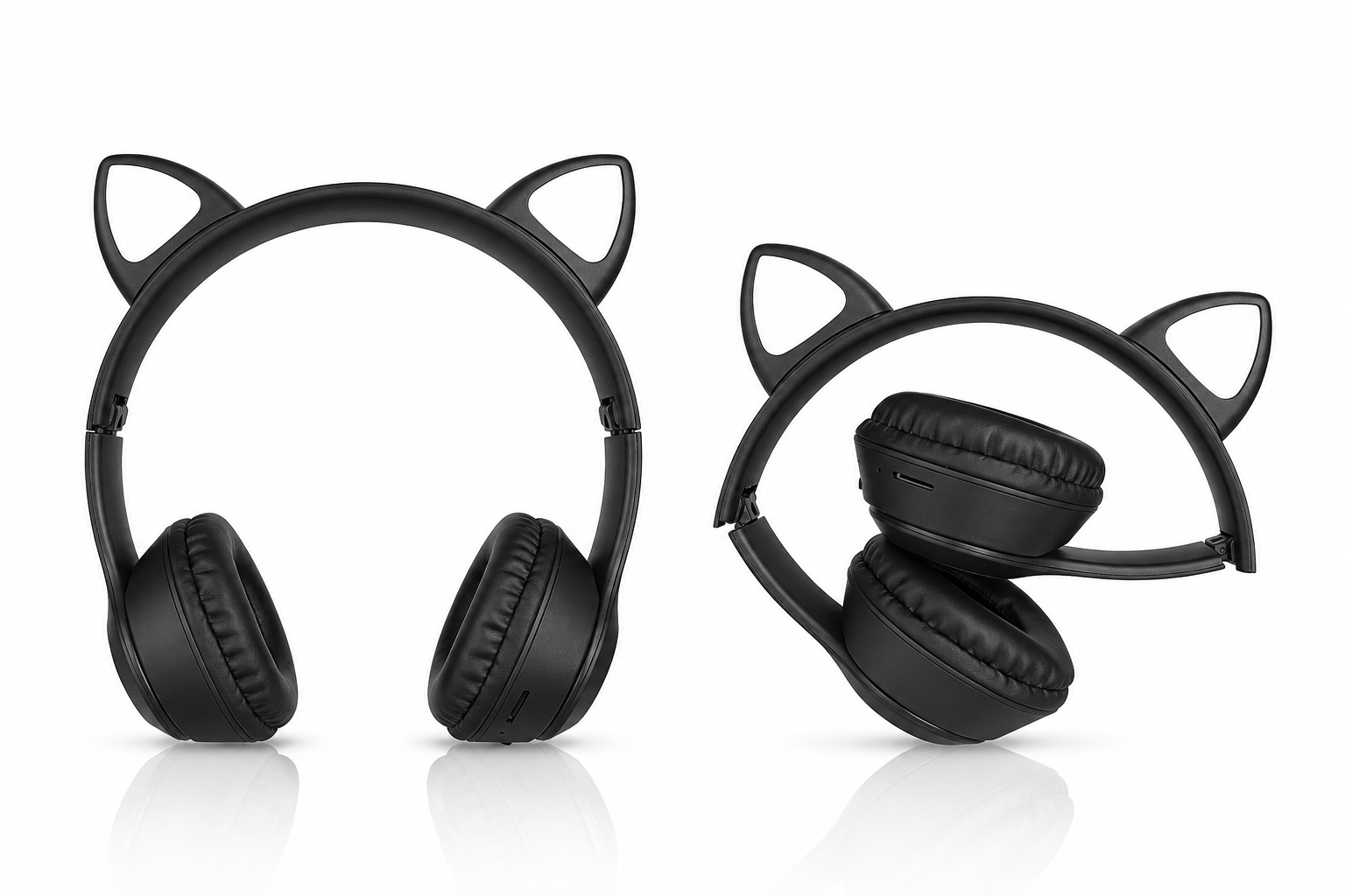 هدفون بی سیم طرح گربه مدل MZ-023 با گوش‌های چراغ‌دار (RGB)
