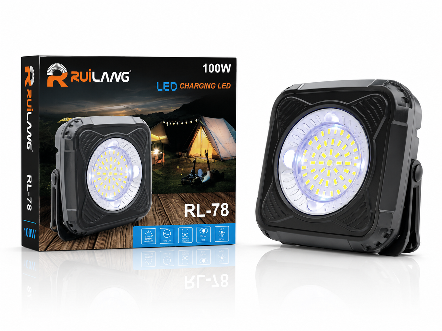 چراغ شارژی LED رویلانگ مدل RL-78 توان 100 وات