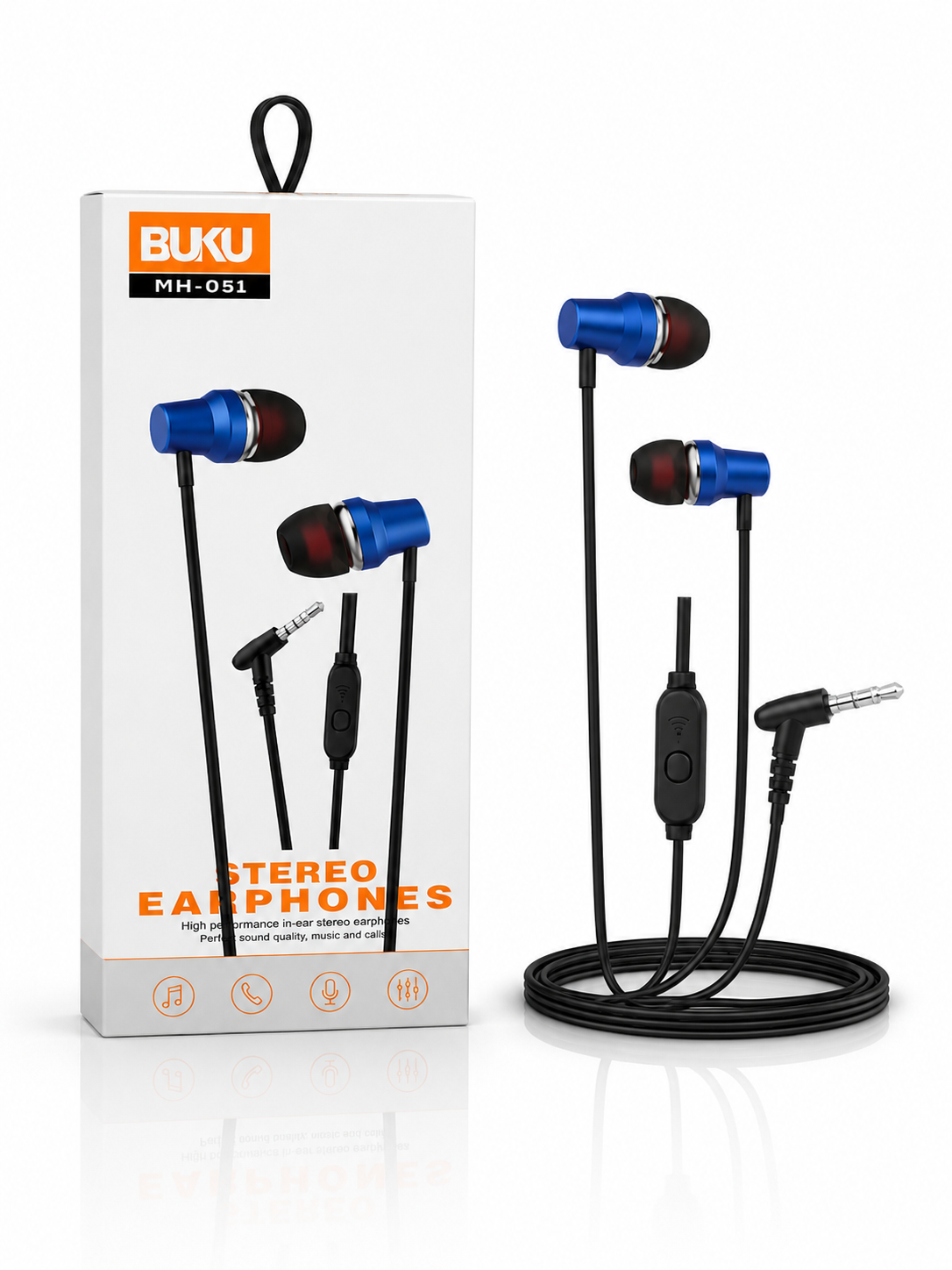 هندزفری سیمی BUKU مدل MH-051 با جک 3.5 میلیمتری و میکروفون