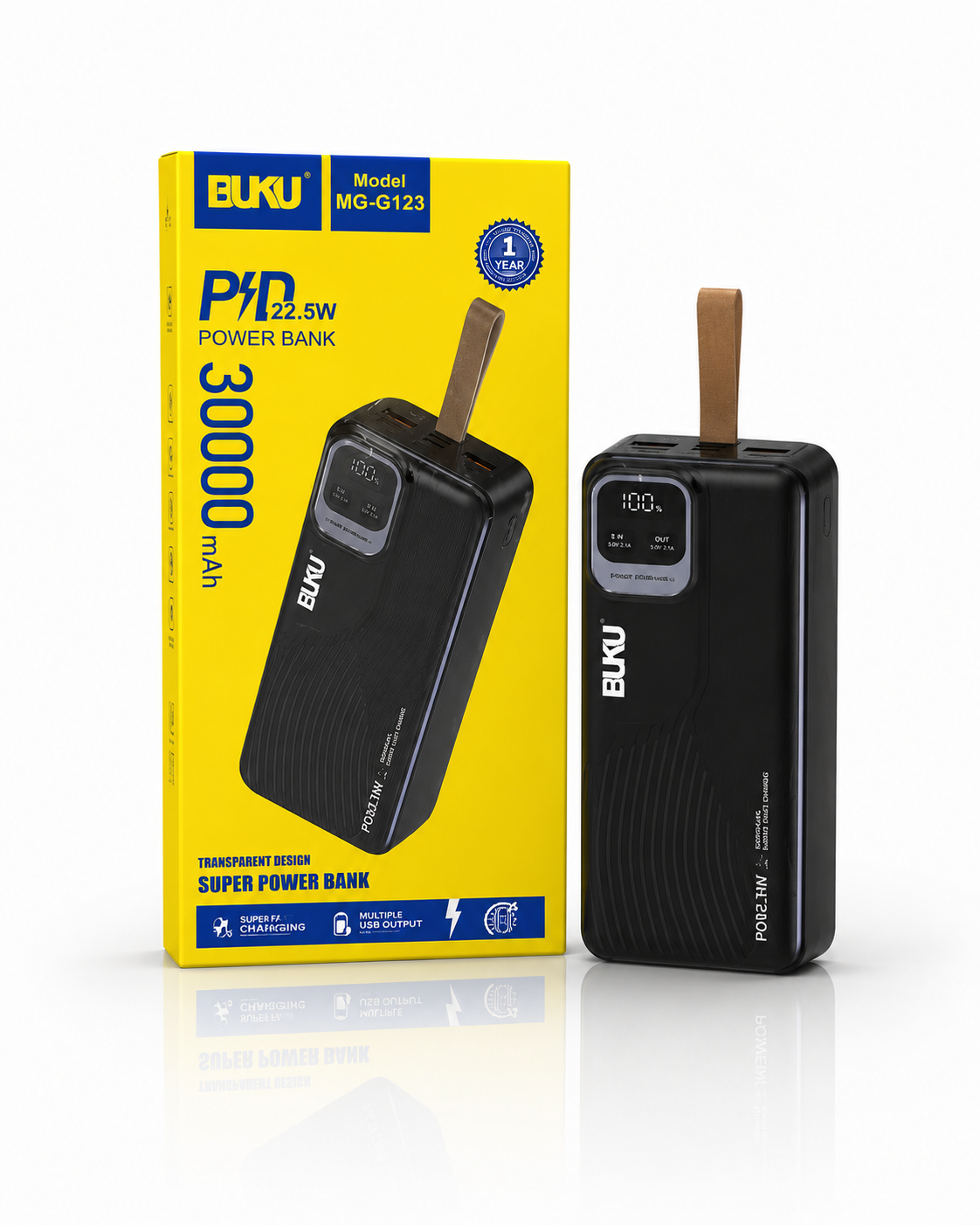 پاوربانک بوکو 30000 میلی‌آمپر 22.5 وات مدل BUKU MG-G123