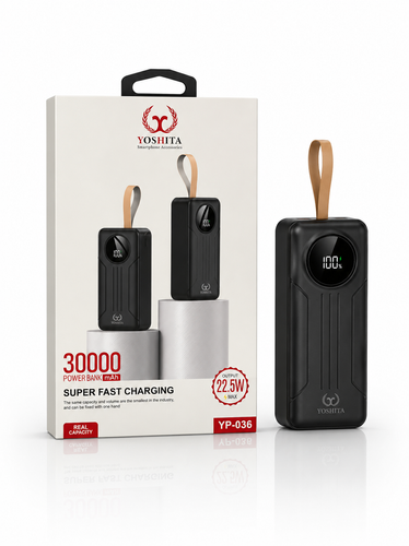 پاوربانک یوشیتا مدل YP-036 ظرفیت 30000 میلیآمپرساعت توان 22.5 وات