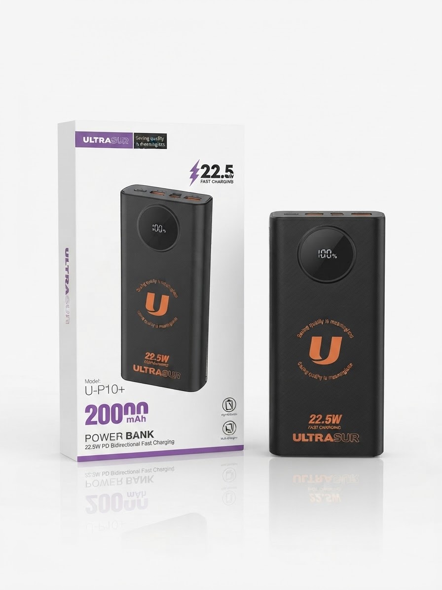 پاوربانک ۲۰۰۰۰ میلی‌آمپر اولتراسور مدل U-P10+ فست شارژ 22.5 وات