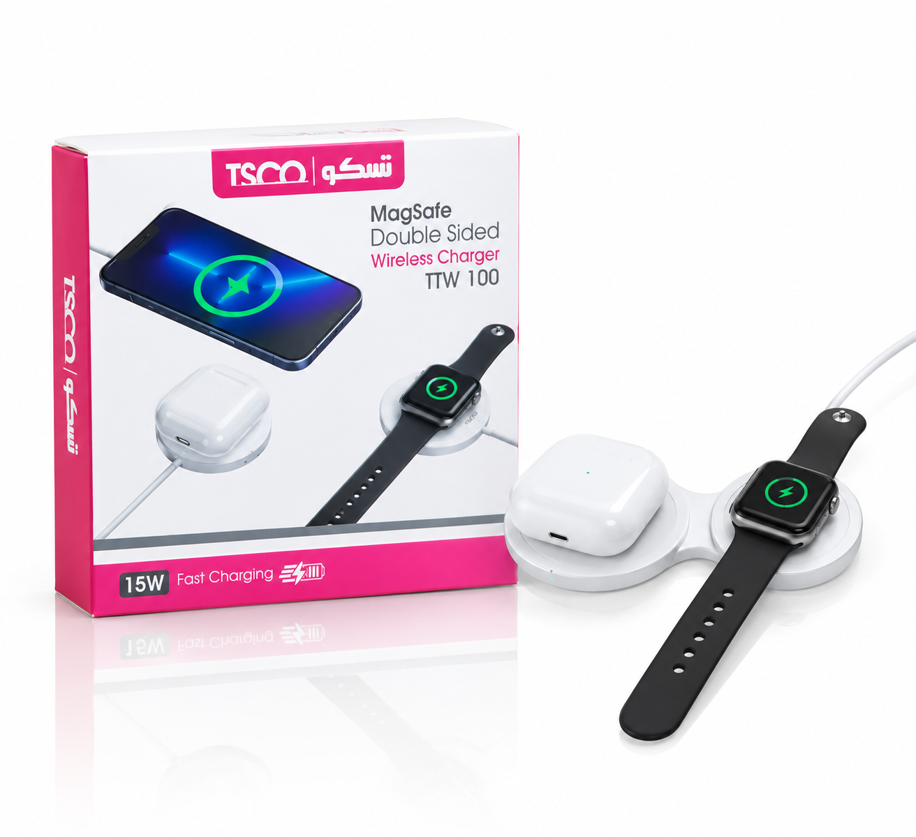 شارژر بی‌سیم دوطرفه تسکو مدل TTW 100