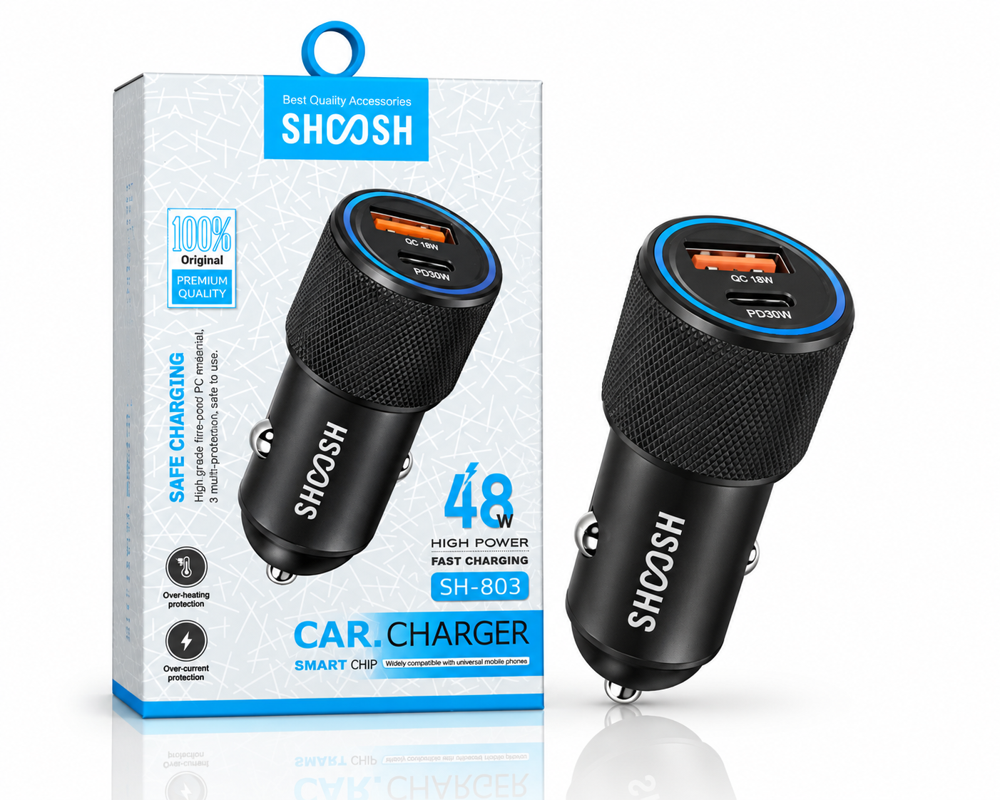 شارژر فندکی خودرو شوش مدل SH-803 توان ۴۸ وات
